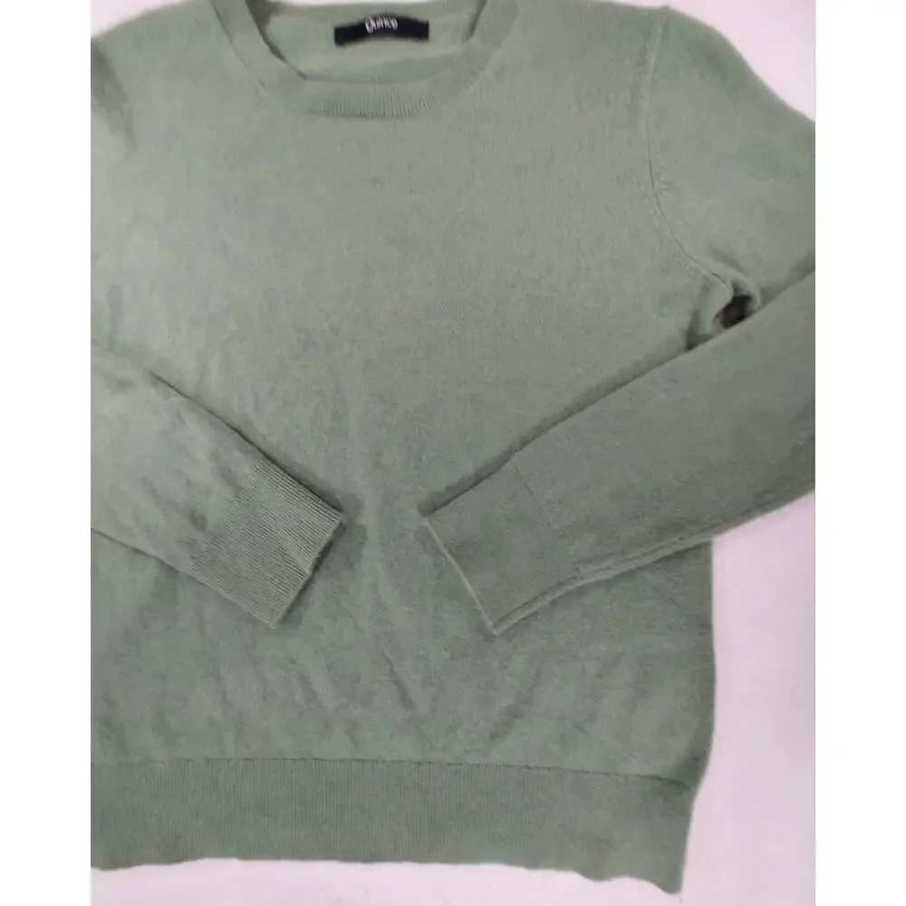 Quince 100% Cashmere Crewneck Sweater Moss Green Knit Pullover Minimalist Medium
